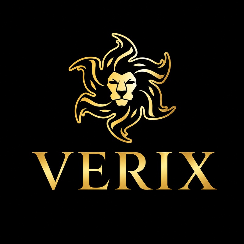 Verix Energy: gold lion sun emblem above the Verix wordmark